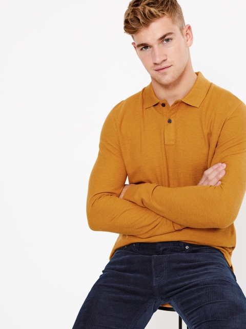 

Marks & Spencer Men Mustard Yellow Solid Polo Collar T-shirt