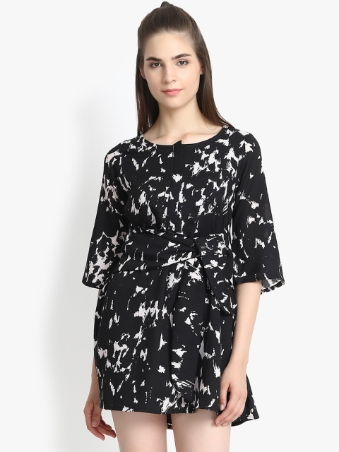 

yelloe Women Black & White Printed A-Line Dress
