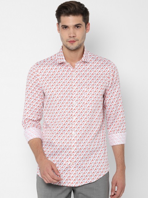 

SIMON CARTER LONDON Men White & Orange Slim Fit Printed Formal Shirt