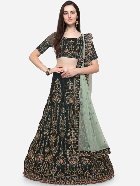 

RIYA Green & Gold-Toned Embroidered Unstitched Lehenga & Blouse with Dupatta