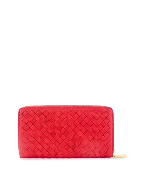 

Eske Women Red Textured Leather Zip Around Wallet