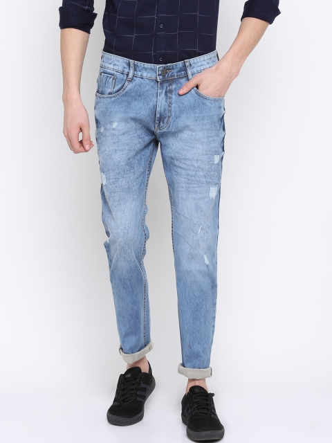 

CINOCCI Men Blue Slim Fit Mid-Rise Low Distress Stretchable Jeans