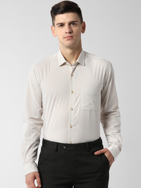 

Peter England Men Off-White Regular Fit Self Design Formal Shirt