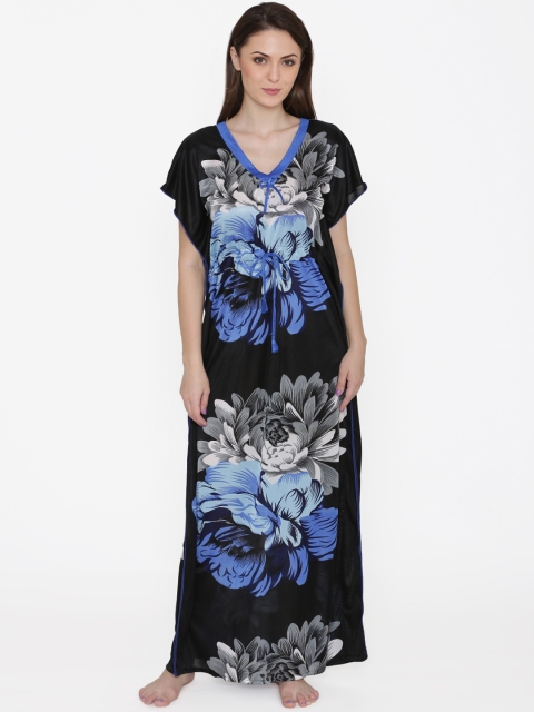 

N-Gal Blue & Black Printed Nightdress
