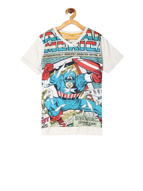 

Colt Boys Grey & Blue Captain America Printed V-Neck T-shirt