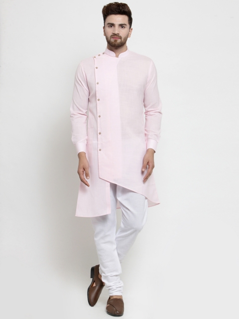 

TREEMODA Men Pink & White Solid Kurta with Pyjamas
