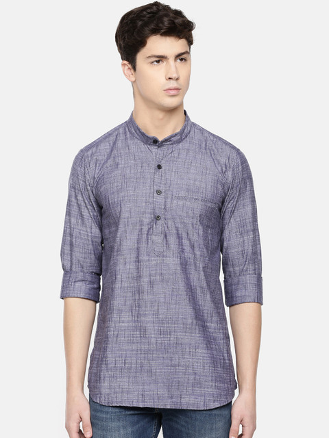

Cross Court Men Blue Solid Straight Kurta