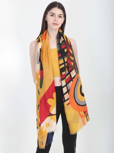 

FabSeasons Women Yellow & Red Printed Scarf