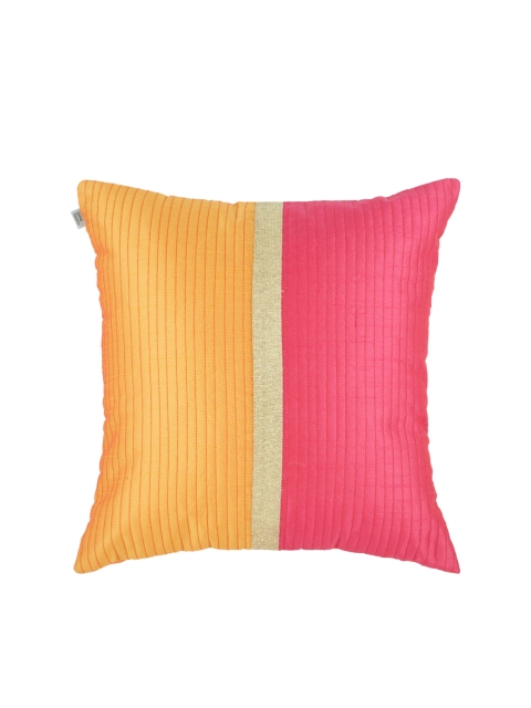 

Living Essence Yellow & Pink Single Striped Square Cushion Covers