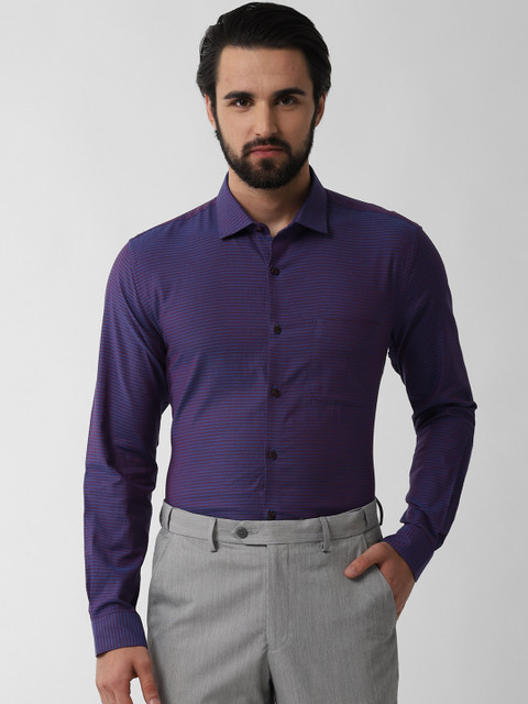 

Peter England Men Purple Slim Fit Self Design Formal Shirt