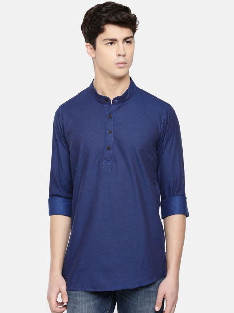 

Cross Court Men Blue Solid Straight Kurta