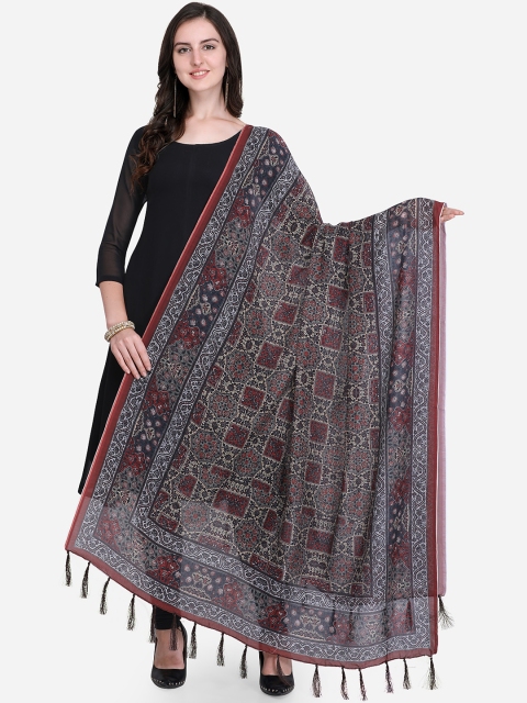 

Satrani Black & Red Ajrakh Print Dupatta