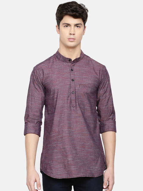 

Cross Court Men Purple Solid Straight Kurta