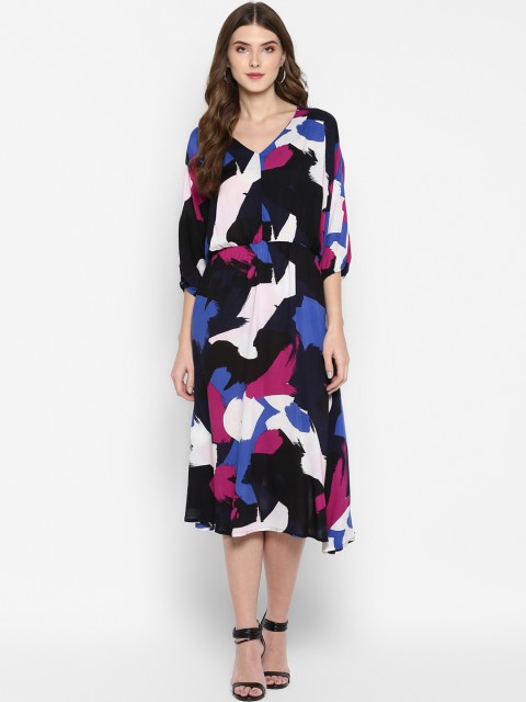 

MIAMINX Women Printed Black A-Line Dress