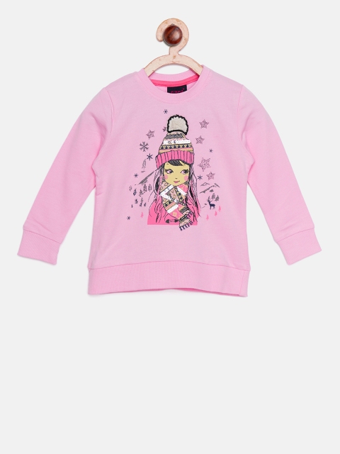 

Ziama Girls Pink Printed Sweatshirt