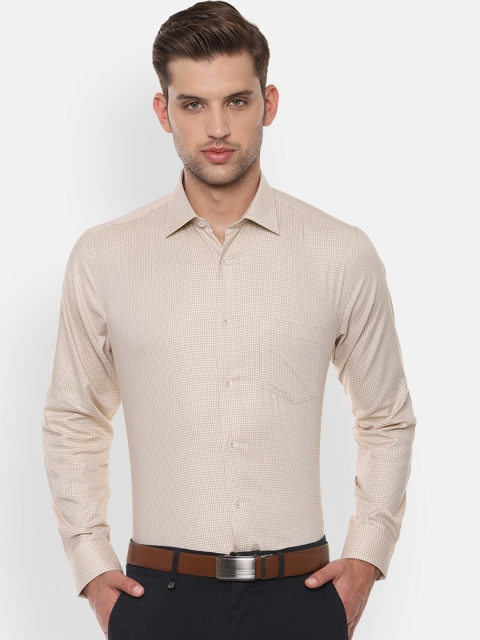 

Van Heusen Men Beige Regular Fit Checked Formal Shirt