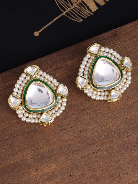 

Voylla Gold-Toned Teardrop Shaped Handcrafted Studs