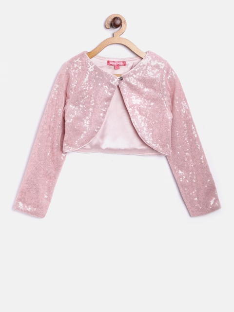 

Nauti Nati Girls Pink Embellished Open Front Shrug