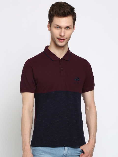 

Crocodile Men Maroon Colourblocked Polo Collar T-shirt