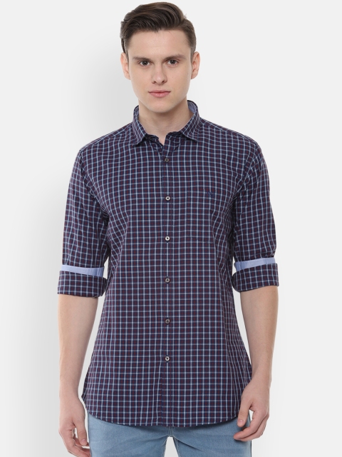 

Van Heusen Sport Men Navy Blue & Red Slim Fit Checked Casual Shirt