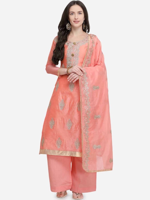 

mf Pink Silk Blend Unstitched Dress Material