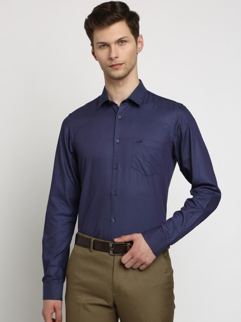 

Crocodile Men Blue Slim Fit Printed Formal Shirt
