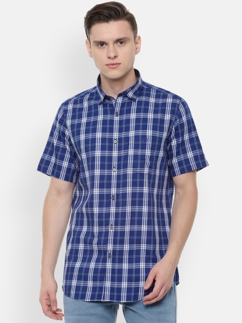 

Van Heusen Sport Men Navy Blue & White Slim Fit Checked Casual Shirt