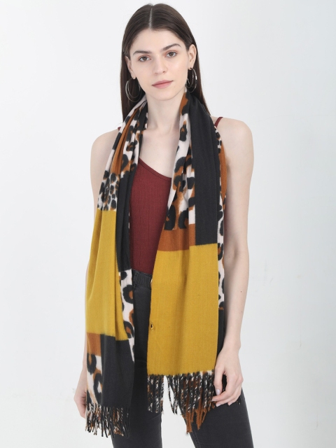 

FabSeasons Women Yellow & Black Animal Printed Scarf