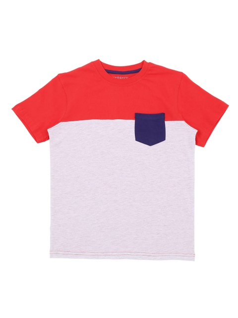 

Pantaloons Junior Boys Red Colourblocked Round Neck Pure Cotton T-shirt
