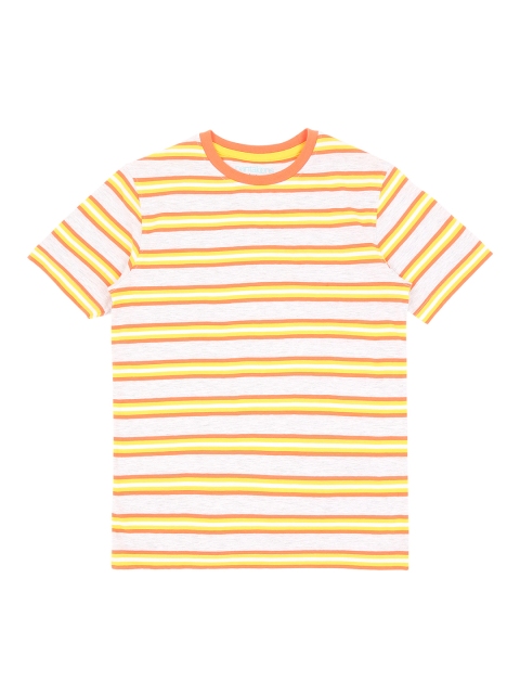 

Pantaloons Junior Boys Yellow Striped Round Neck Pure Cotton T-shirt
