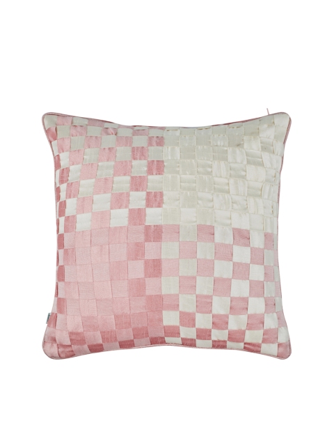 

Living Essence Pink & Cream-Coloured Single Self Design Square Cushion Cover