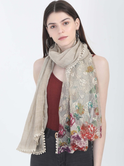 

FabSeasons Women Beige Embroidered Scarf