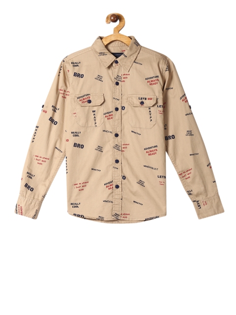 

Cherokee Boys Beige Regular Fit Printed Casual Shirt