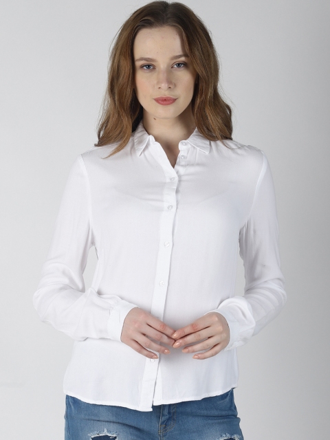

Blue Saint Women White Slim Fit Solid Casual Shirt