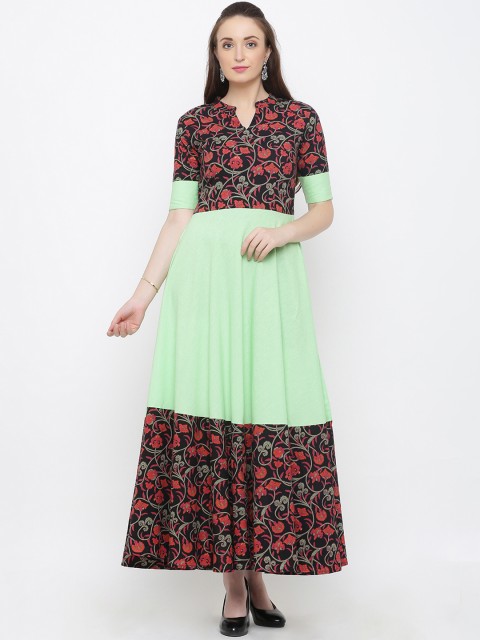 

Indian Virasat Women Printed Green Fit and Flare Dress