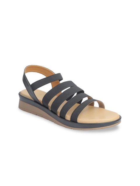 

VALIOSAA Women Black Solid Sandals