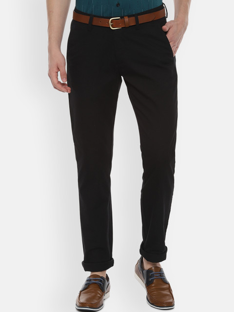 

Allen Solly Men Black Slim Fit Solid Regular Trousers