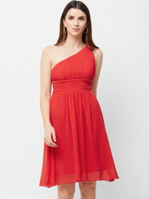 

bebe Women Solid Red Fit and Flare Dress
