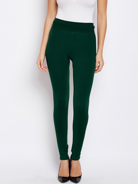 

Golden Girl Women Green Solid Thermal Bottoms