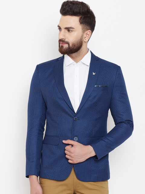 

Canary London Men Blue Checked Blazers, Navy blue
