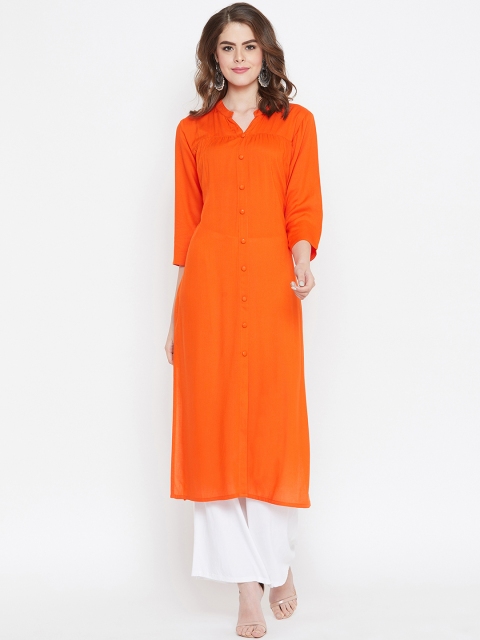 

Prakhya Women Orange Solid Straight Kurta