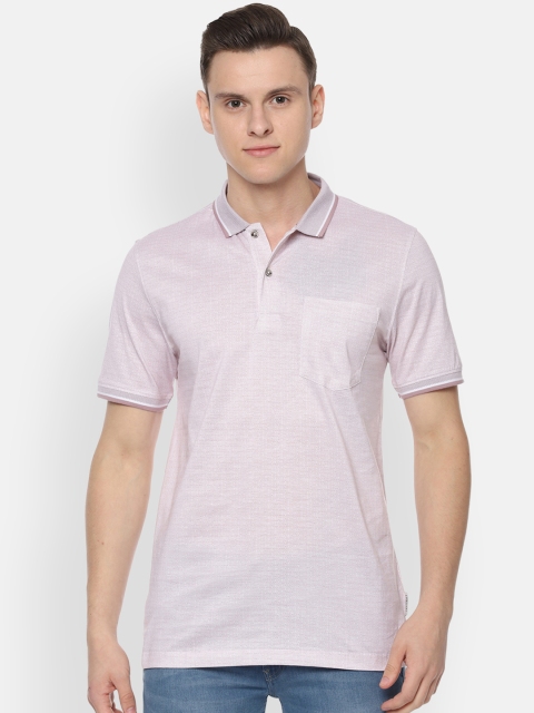 

Van Heusen Men White & Mauve Printed Polo Collar T-shirt
