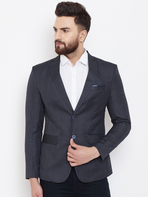 

Canary London Men Grey & Blue Checked Slim-Fit Blazers