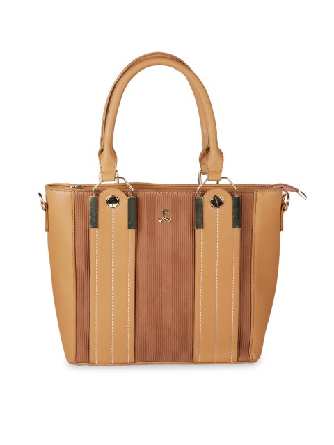 

Mochi Brown Colourblocked Handheld Bag