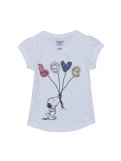 

Kids Ville Peanuts featured White Tshirt for Girls