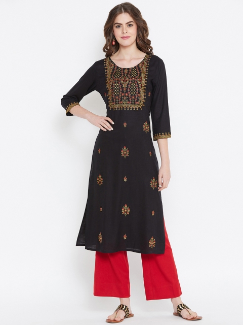 

Prakhya Women Black Yoke Design Straight Kurta