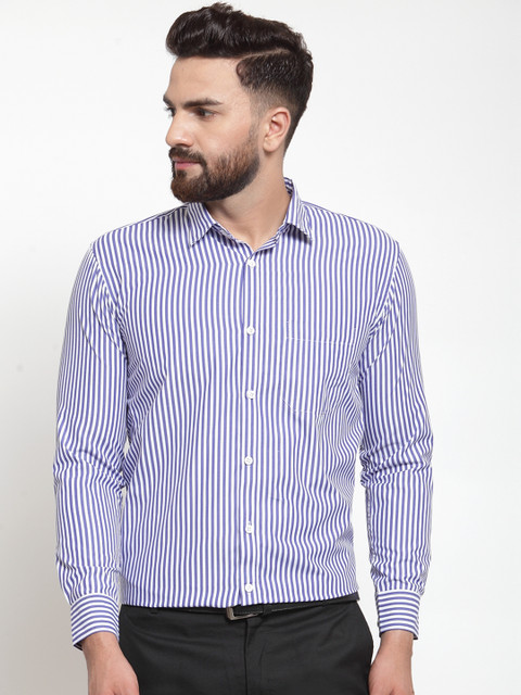 

JAINISH Men Blue Classic Slim Fit Striped Formal Shirt