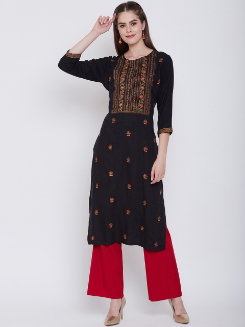 

Prakhya Women Black Yoke Design Straight Kurta
