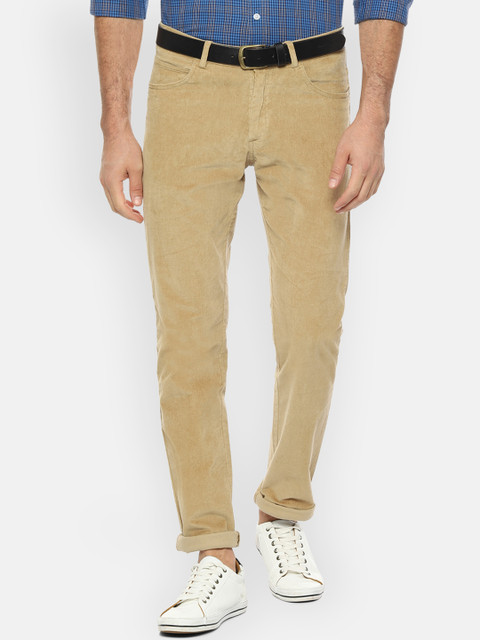 

Allen Solly Men Beige Slim Fit Solid Corduroy Woven Chinos