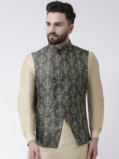 

I Know Men Grey Printed Nehru Jacket
